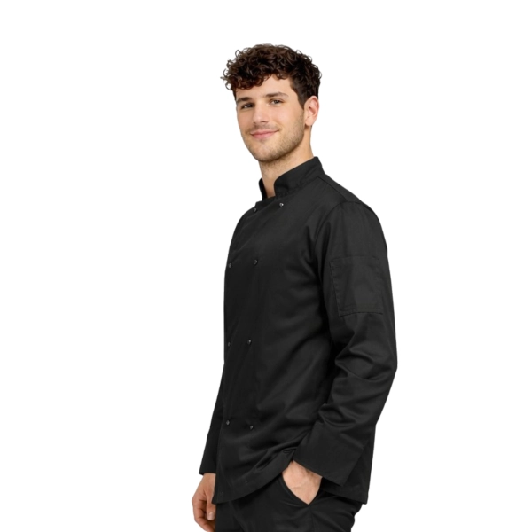Bluza kucharska czarna długi rękaw napy roz.3XL